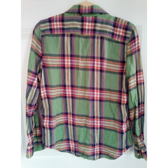 Chaps Denim Flannel Shirt Women's Size M lightweight Plaid Long Sleeve Button up - Picture 2 of 3